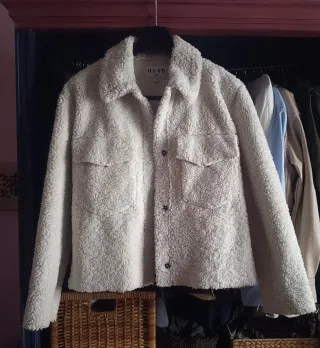 NA-KD Chaquetón Borreguillo Beige Talla M