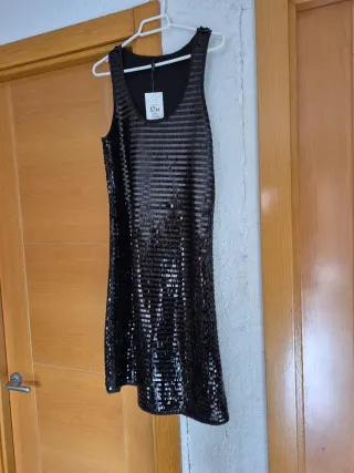 Vestido negro lentejuelas Talla S