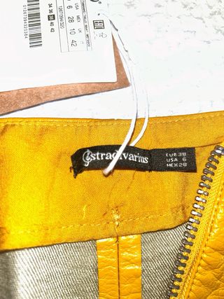 Falda Zara Piel Cremallera Asimétrica Talla M