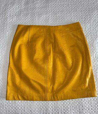 Falda Zara Piel Cremallera Asimétrica Talla M