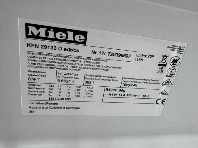 FRIGORÍFICO COMBI NO FROST MIELE EN INOX