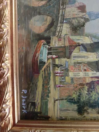 Dipinto olio su tavola passaggio danese