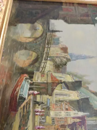 Dipinto olio su tavola passaggio danese