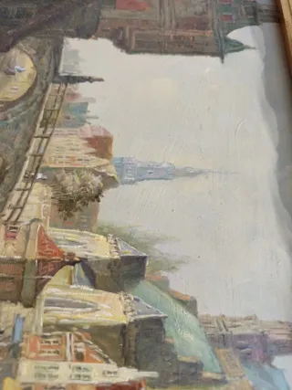 Dipinto olio su tavola passaggio danese