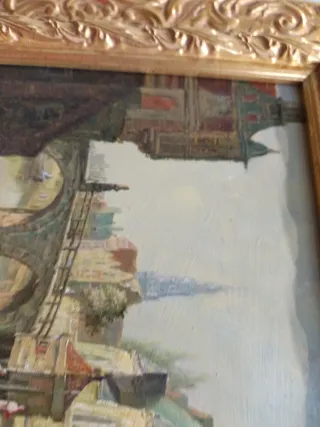 Dipinto olio su tavola passaggio danese