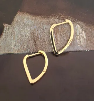 Pendientes Aro irregular Plata Ley Baño Oro 18k
