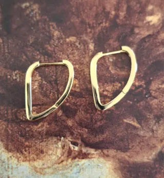 Pendientes Aro irregular Plata Ley Baño Oro 18k
