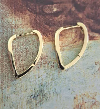 Pendientes Aro irregular Plata Ley Baño Oro 18k