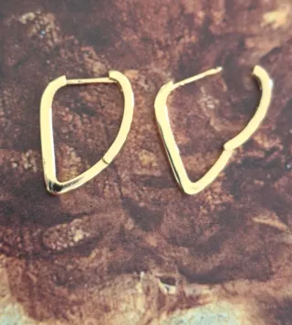 Pendientes Aro irregular Plata Ley Baño Oro 18k