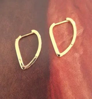 Pendientes Aro irregular Plata Ley Baño Oro 18k