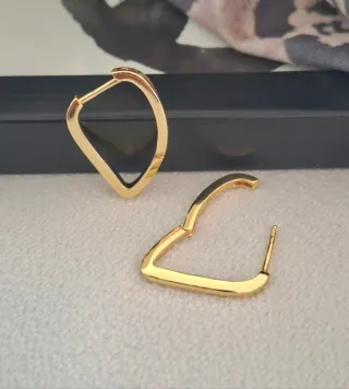 Pendientes Aro irregular Plata Ley Baño Oro 18k