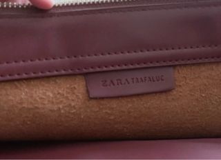 Maletín Zara Piel Burdeos y Dorado