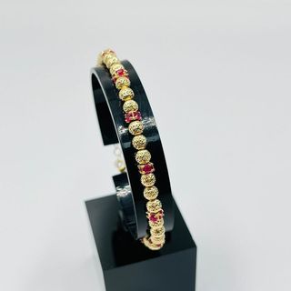 PULSERA BOLAS DIAMANTADAS Y PIEDRAS ROJAS. Oro 18k