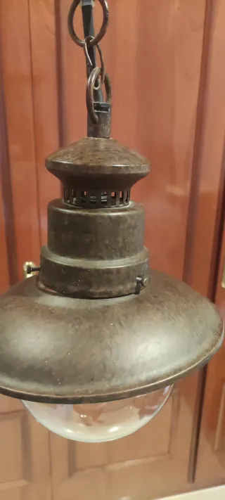 2 Faroles Cristal Metal Rústico Marrón