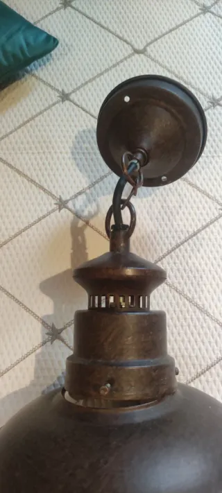 2 Faroles Cristal Metal Rústico Marrón