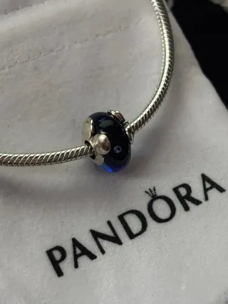 Charm Pandora Murano Azul Mickey y Minnie Mouse