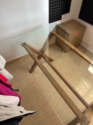 Mesa Comedor Cristal y Madera