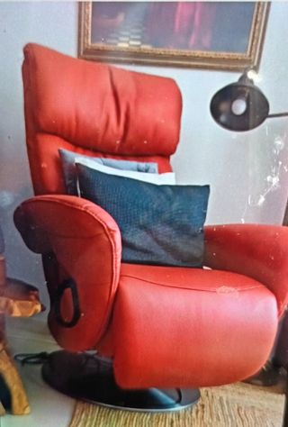 Sillón reclinable cuero rojo/naranja