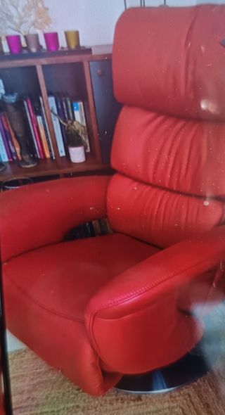 Sillón reclinable cuero rojo/naranja