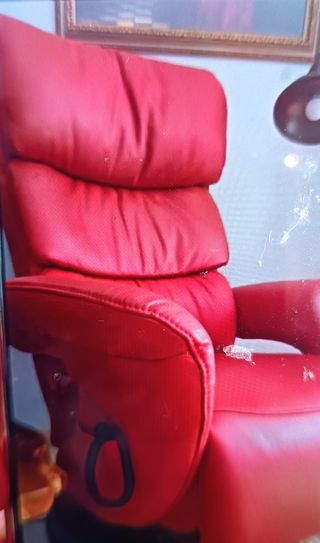 Sillón reclinable cuero rojo/naranja