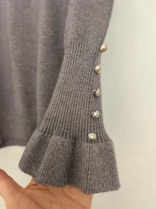 Pullover collo v argento