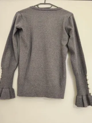 Pullover collo v argento