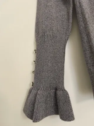 Pullover collo v argento