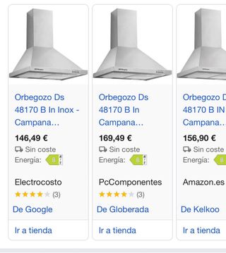 Campana extractora Acero marca Orbegozo