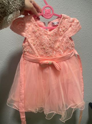 Vestido Jolly Baby Rosa Perlas y Tul