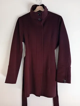 Abrigo Zara Lana Burdeos/Berenjena Talla XS