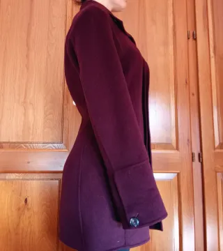Abrigo Zara Lana Burdeos/Berenjena Talla XS