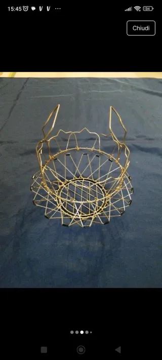 Cestino pieghevole design vintage oro