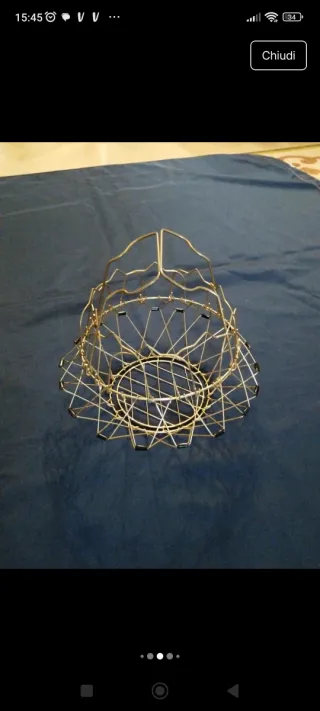 Cestino pieghevole design vintage oro