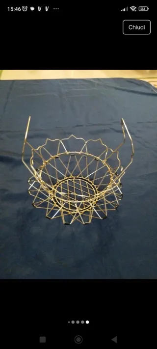 Cestino pieghevole design vintage oro