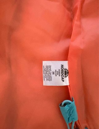 Piumino donna blu e arancione