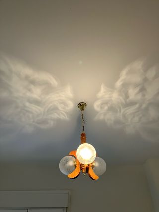 Lámpara Techo Madera y Dorado