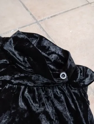 Abito Velluto Martellato Nero Made in Italy