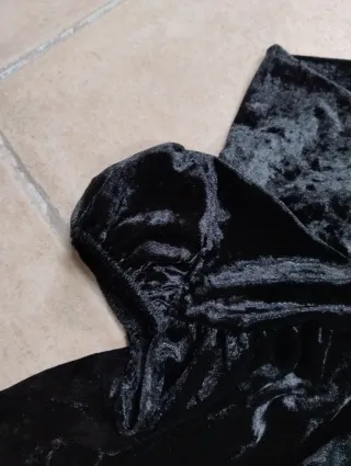 Abito Velluto Martellato Nero Made in Italy