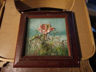 Quadretto su vetro dipinto a mano