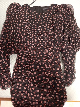 Vestido Zara Negro/Rosa Talla S