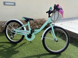 Bicicleta niña 16 verde con cesta