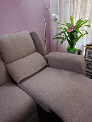 Sofá Eléctrico Beige/Rosa Tela