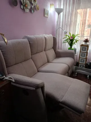 Sofá Eléctrico Beige/Rosa Tela