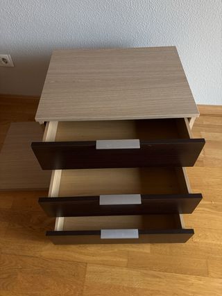 Cómoda 3 cajones nogal y wengué