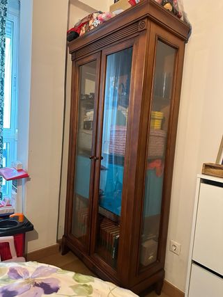 Vitrina vintage madera y cristal