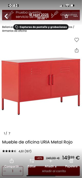 Taquilla IKEA PS Roja Metálica