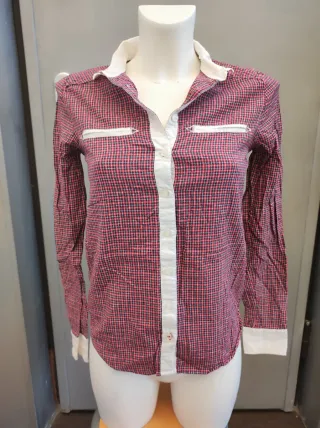 Camisa a cuadros roja y blanca Pimkie