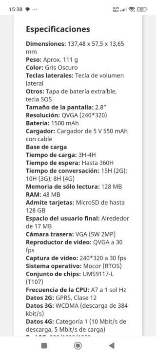 TCL 4042S Teléfono Móvil para Mayores Modelo TCL