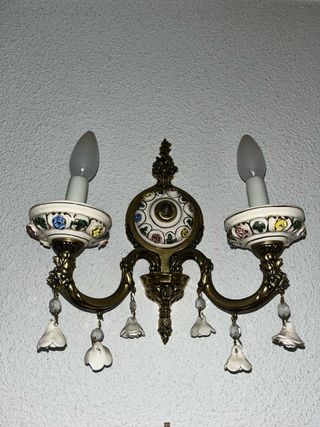 Lámpara de techo Capodimonte y apliques bronce