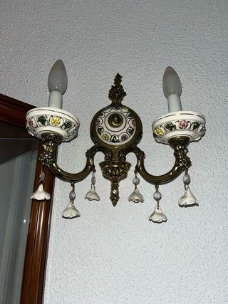 Lámpara de techo Capodimonte y apliques bronce